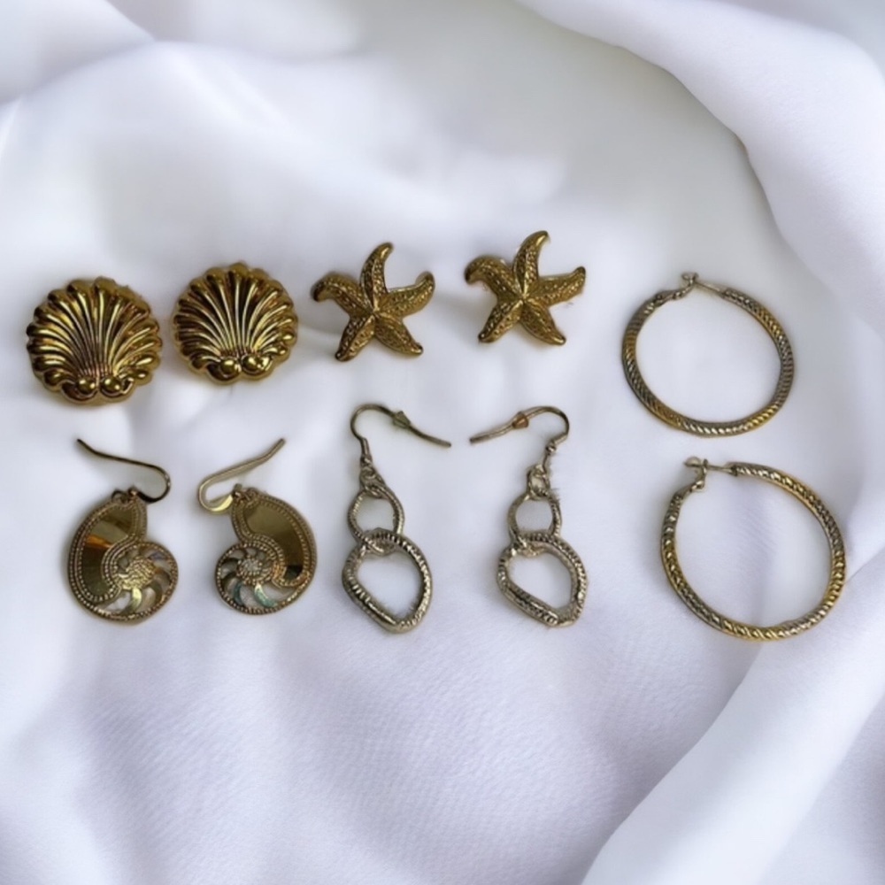 Lot of 5 Vintage Mixed Metals Earrings